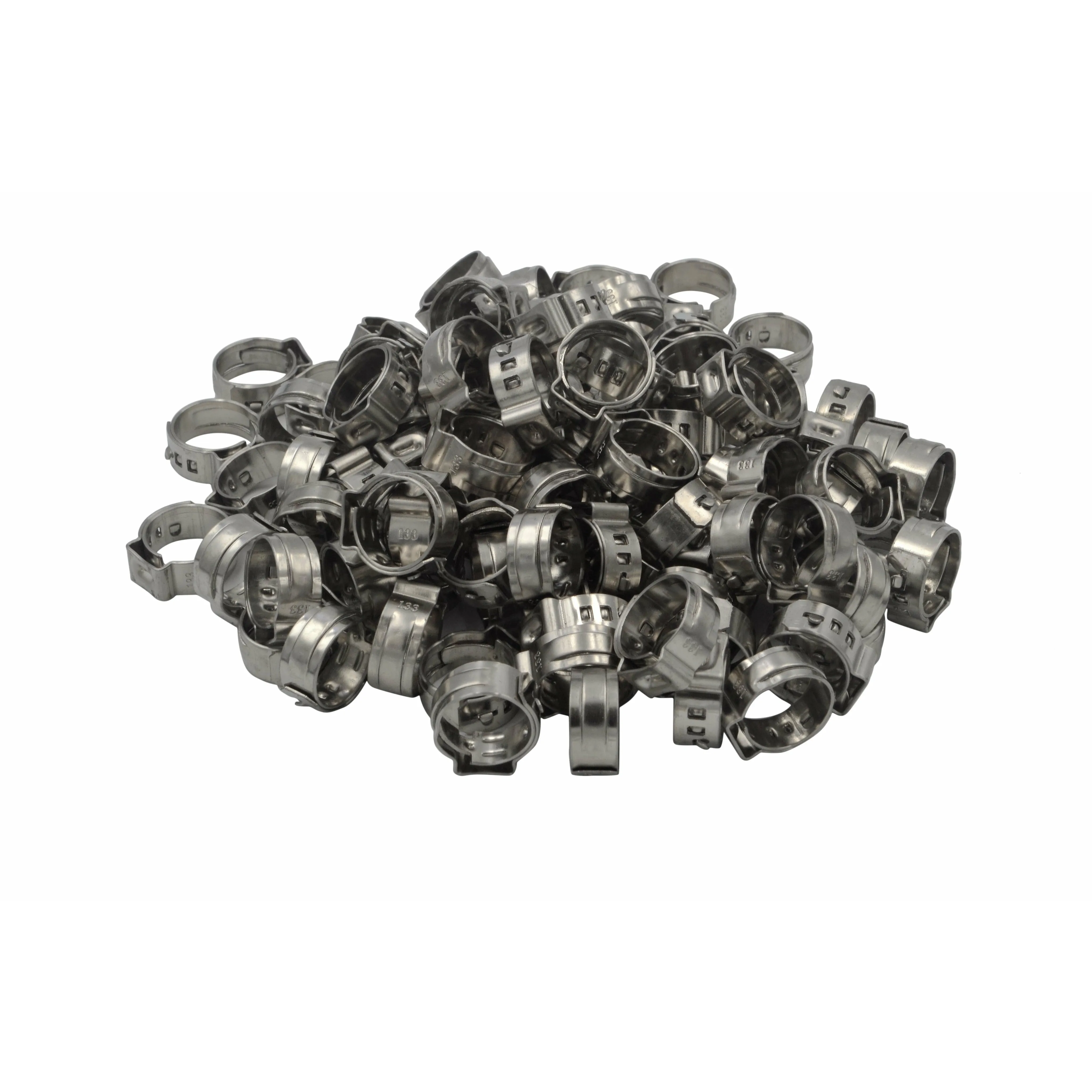 100 Piece 304 Stainless Steel 10.8-13.3mm Ear Hose Clamp