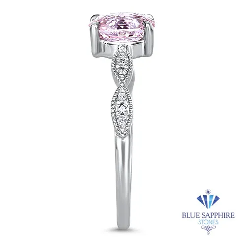 1.14ct Oval Pink Sapphire Ring with Diamond Accents in 18K White Gold