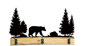28 Inch Rustic Wooden Coat Racks - Metal Wildlife Accents
