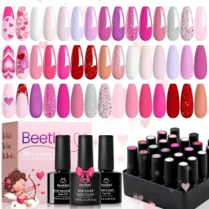 Alluring Sweetie - 20 Gel Colors Set With Top And Base Coat (5ml/Each)