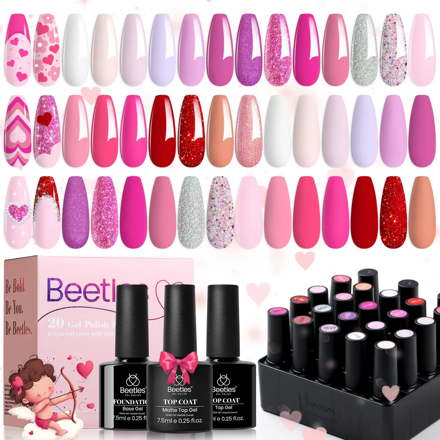 Alluring Sweetie - 20 Gel Colors Set With Top And Base Coat (5ml/Each)