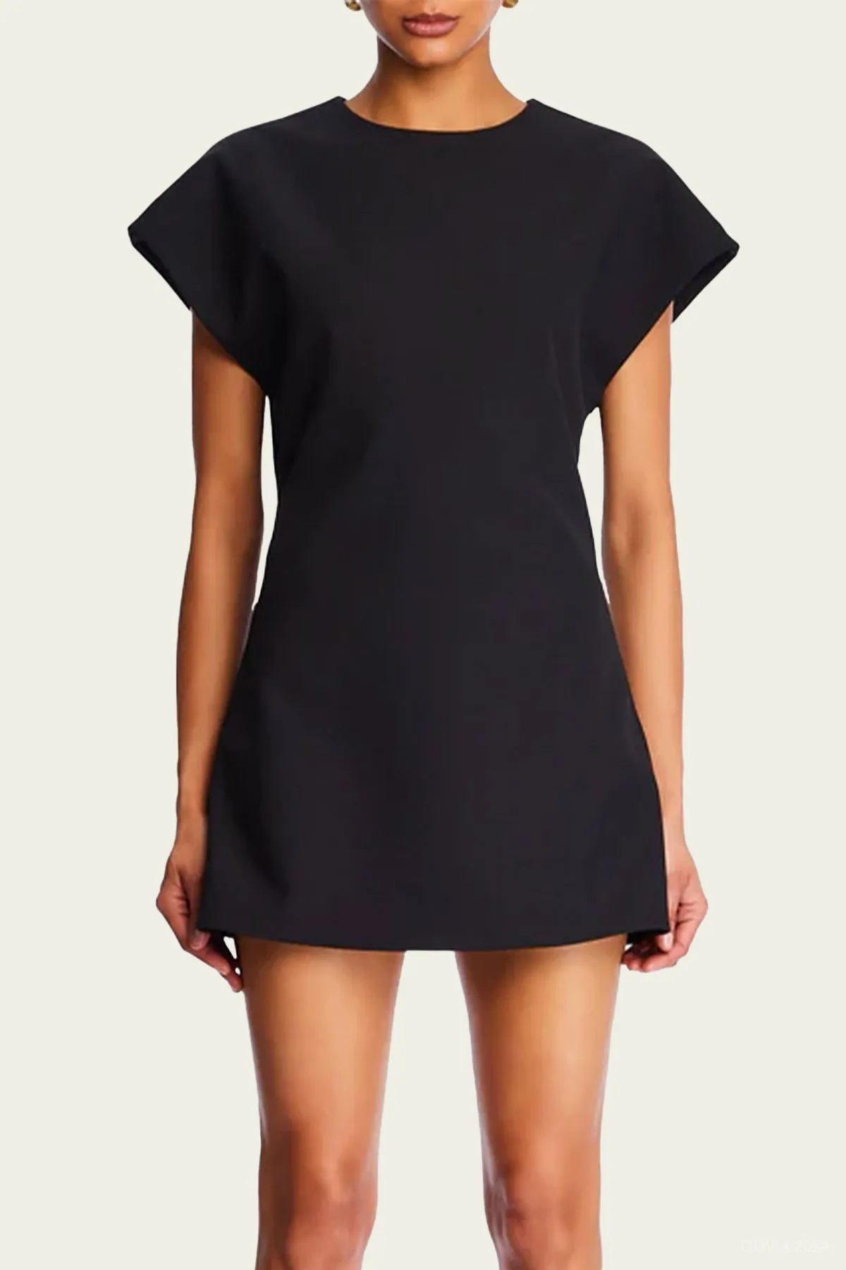 Anna Crepe Mini Dress in Black