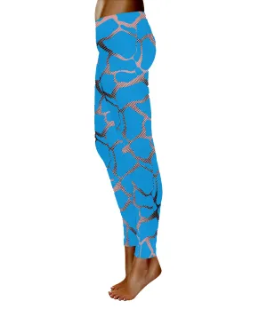 Aqua Blue Leggings with Metallic Print