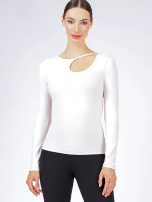 ATMAN LONG SLEEVE CUTOUT TEE, SEASHELL