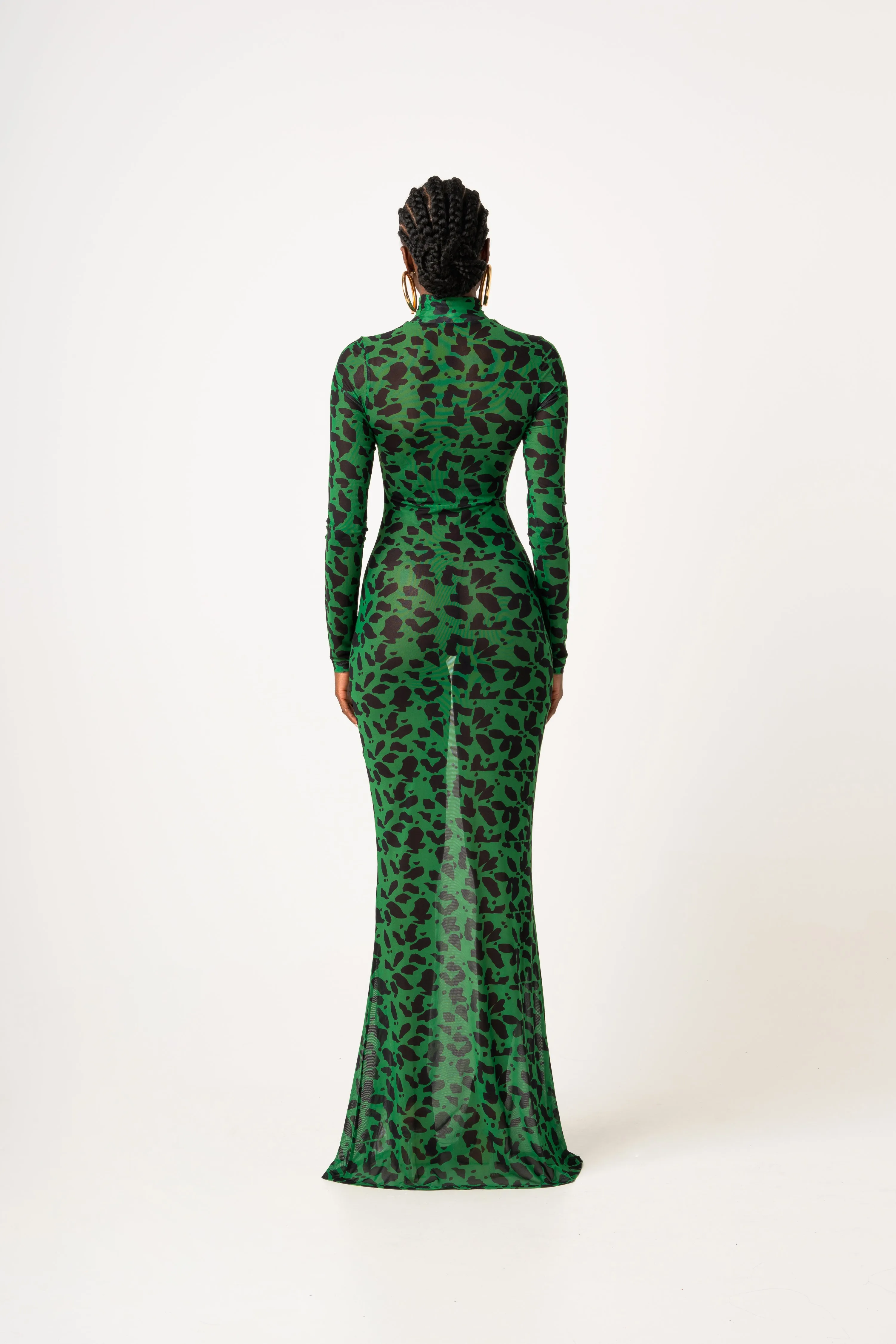 AZI LONG SLEEVE MAXI MESH DRESS