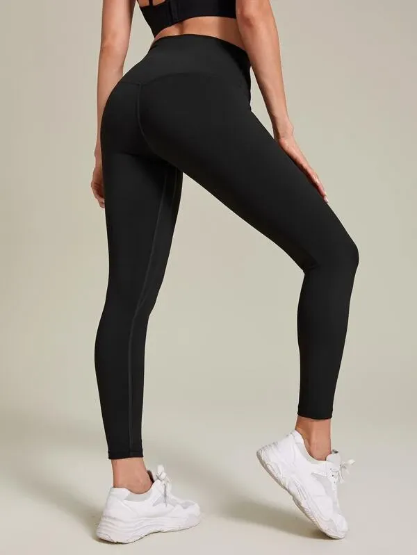 Bakasana Wide Waist Band Sport Leggings w/ Inside Pocket