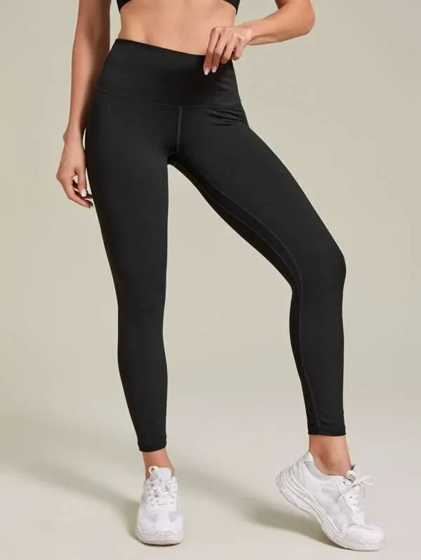Bakasana Wide Waist Band Sport Leggings w/ Inside Pocket