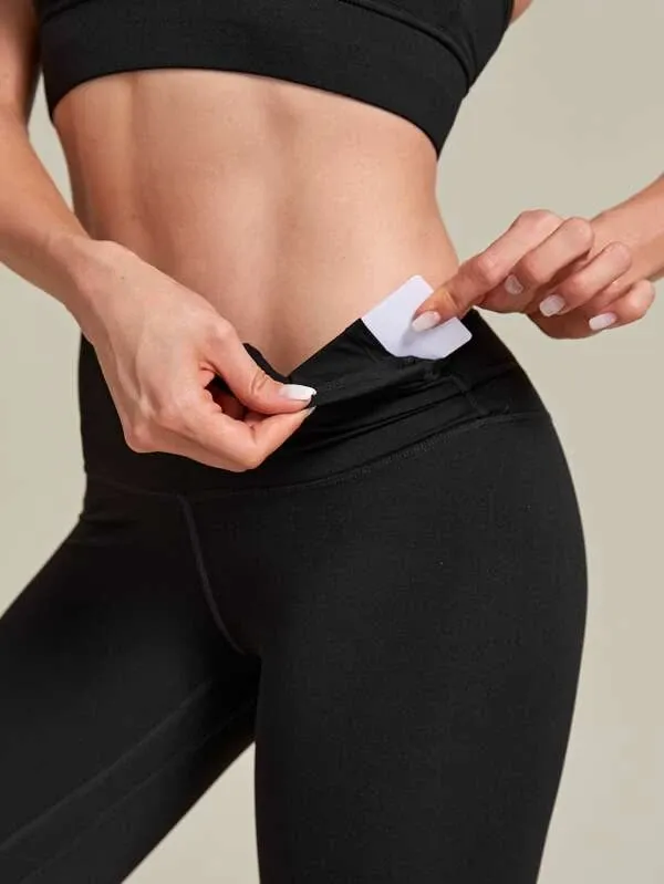 Bakasana Wide Waist Band Sport Leggings w/ Inside Pocket