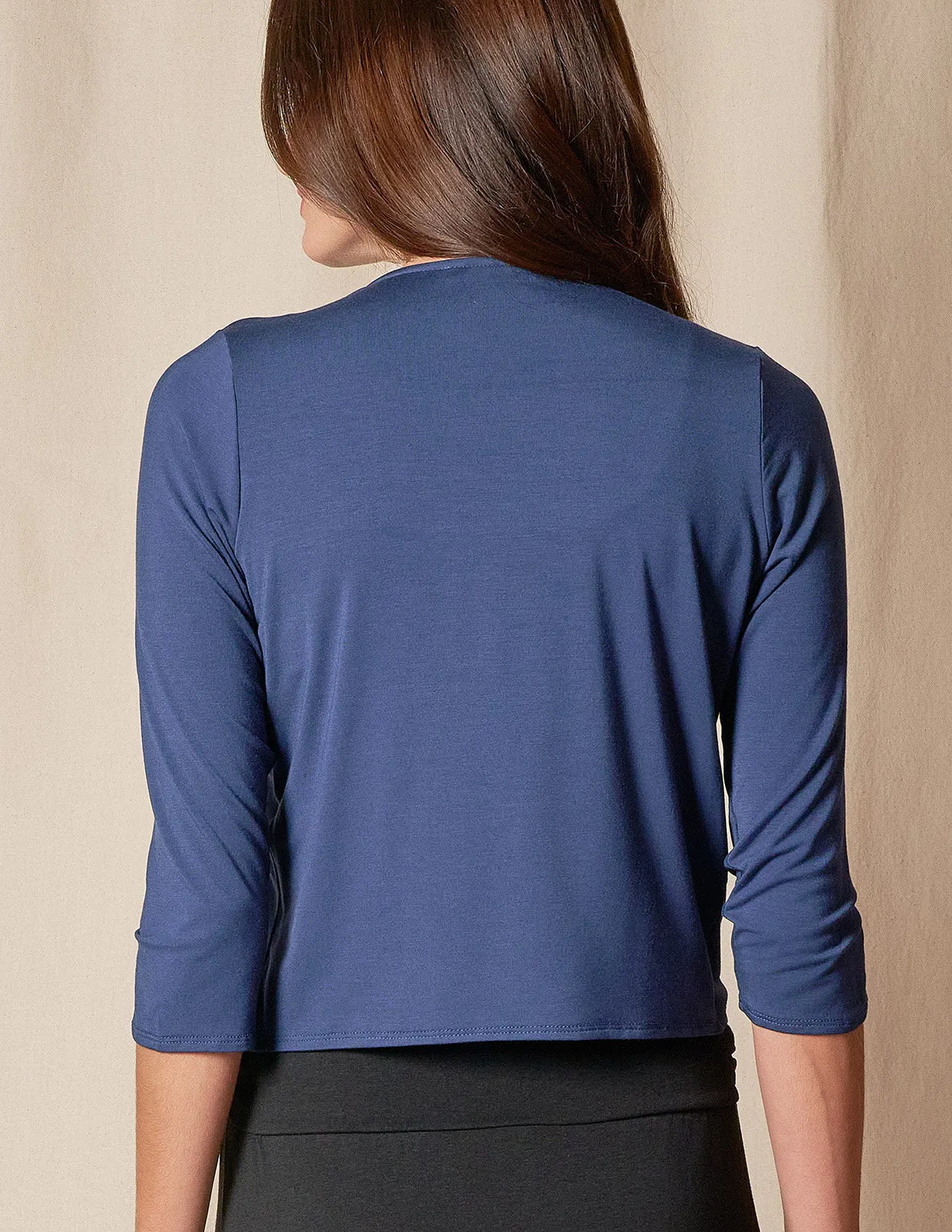 Bamboo Open Front Shrug - Navy