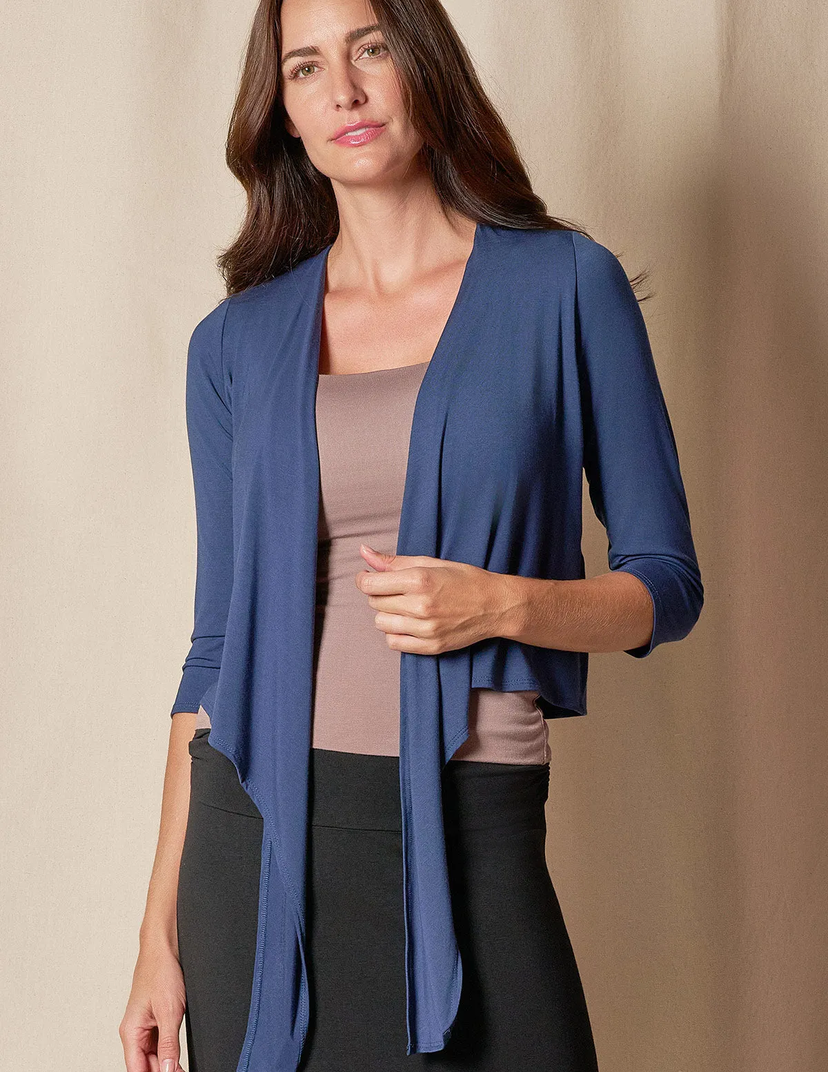 Bamboo Open Front Shrug - Navy