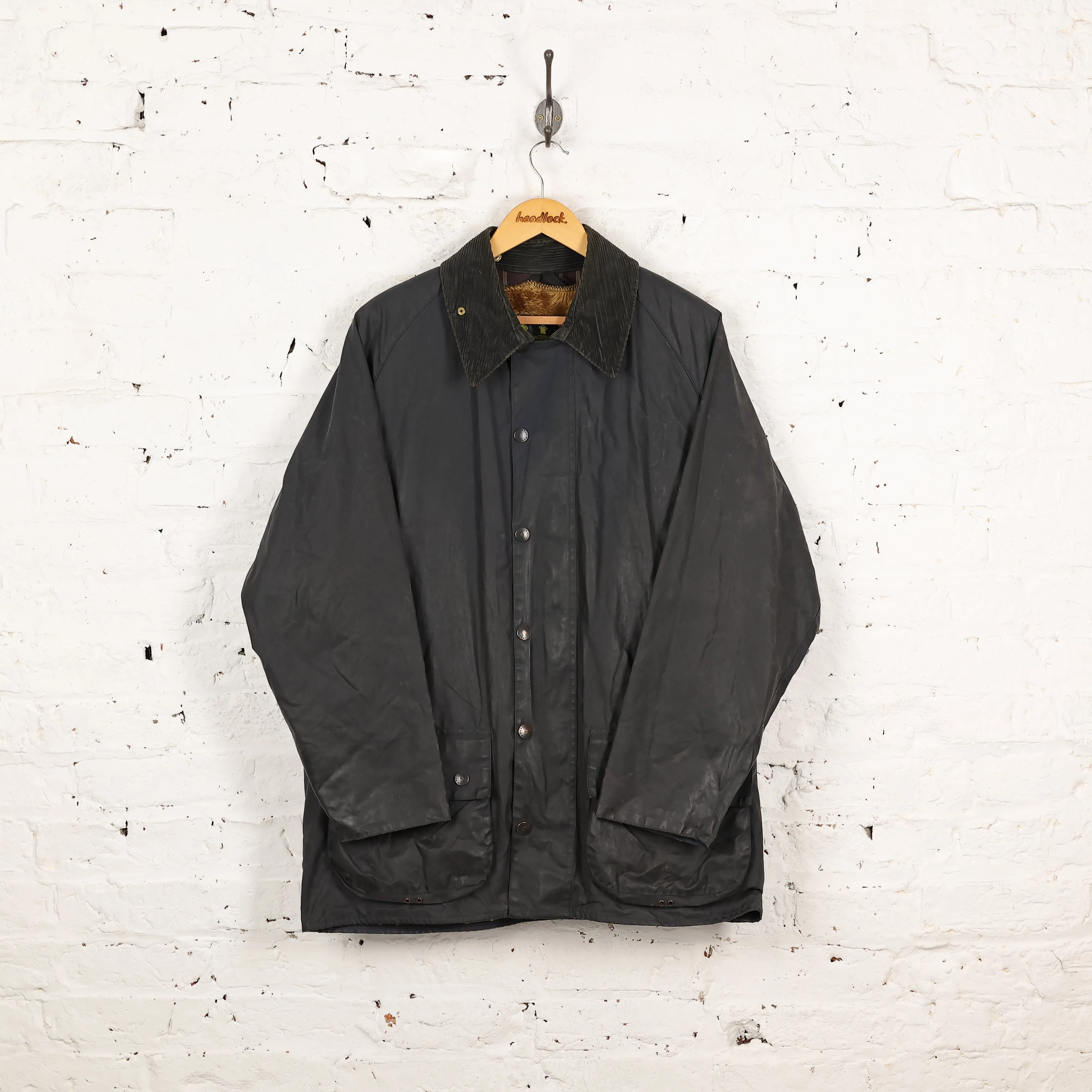 Barbour Beaufort Wax Jacket with Lining - Blue - L