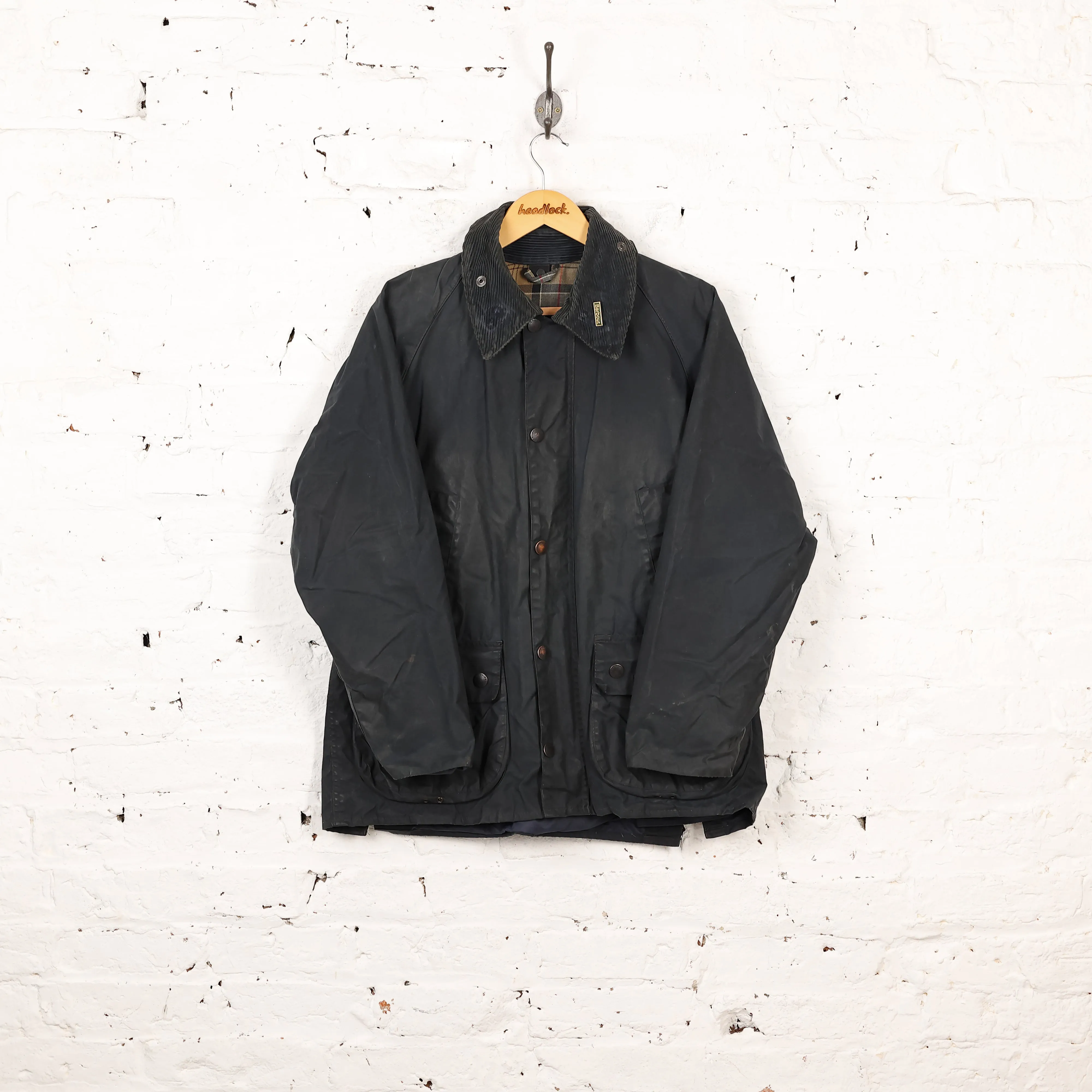 Barbour Bedale Wax Jacket Coat - Blue - S