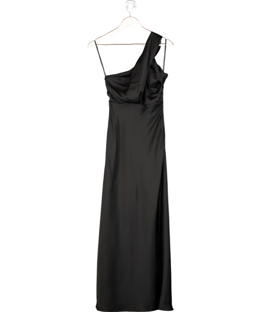 Billy j Black Satin One Shoulder Maxi Dress UK 6