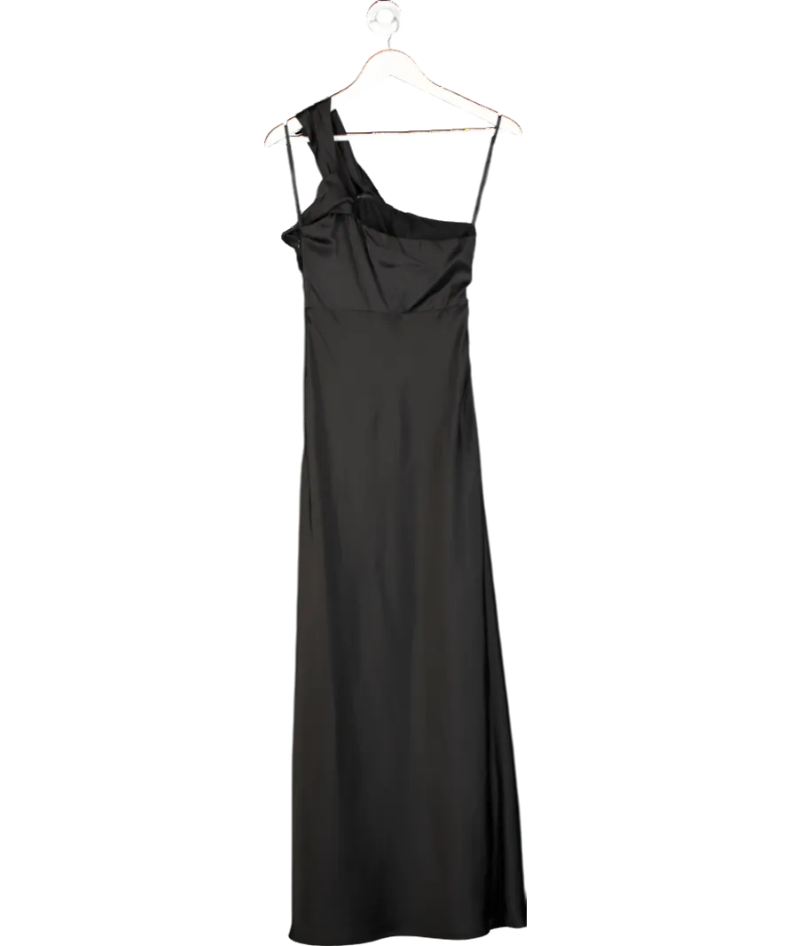 Billy j Black Satin One Shoulder Maxi Dress UK 6