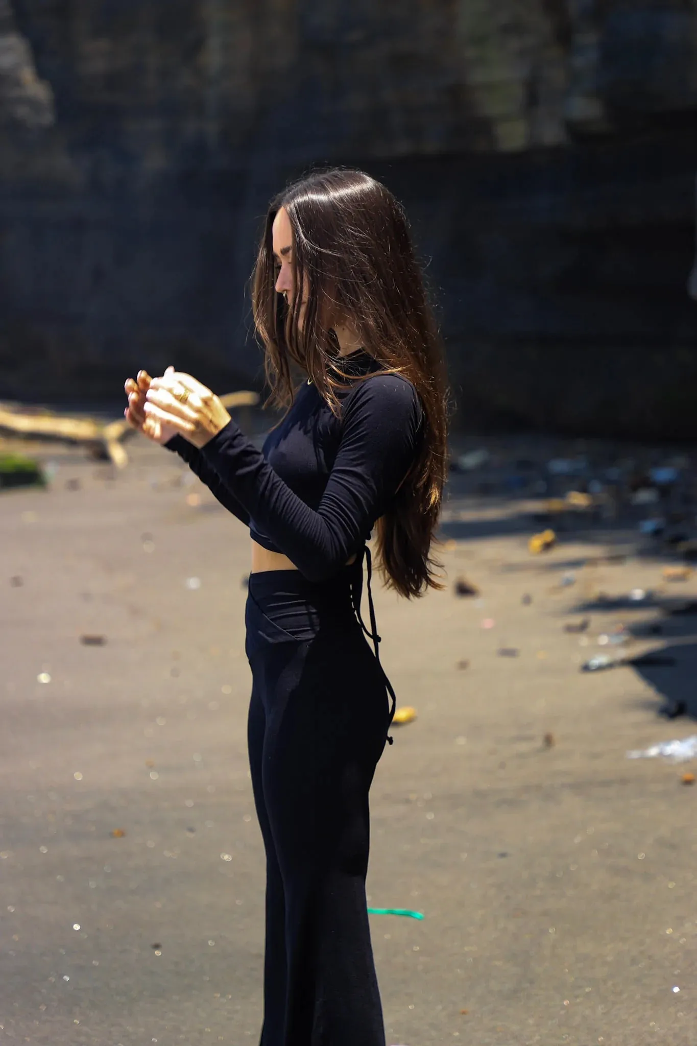 BLACK BELL PANTS