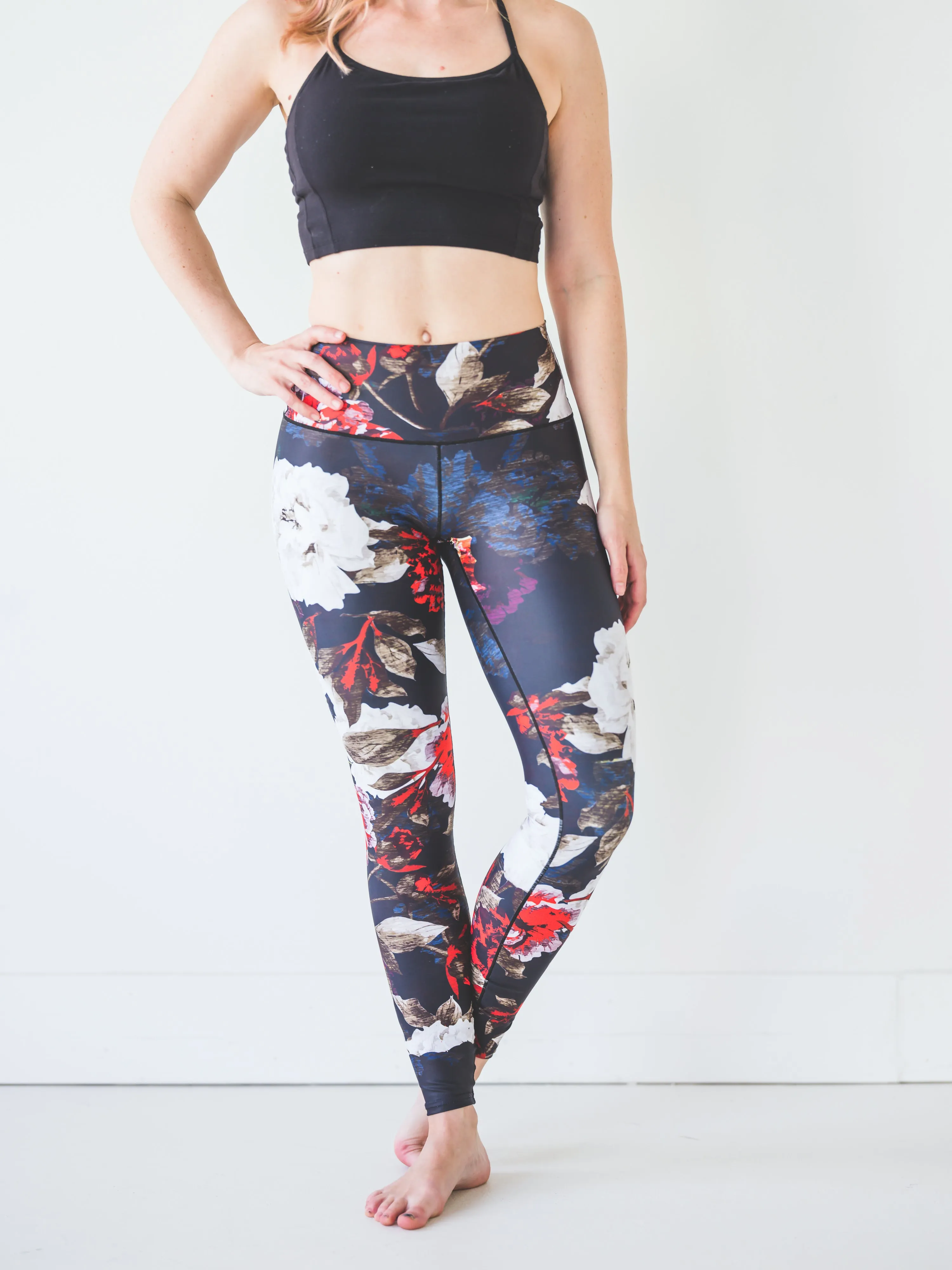 Black Floral Yoga Pants *FINAL SALE*