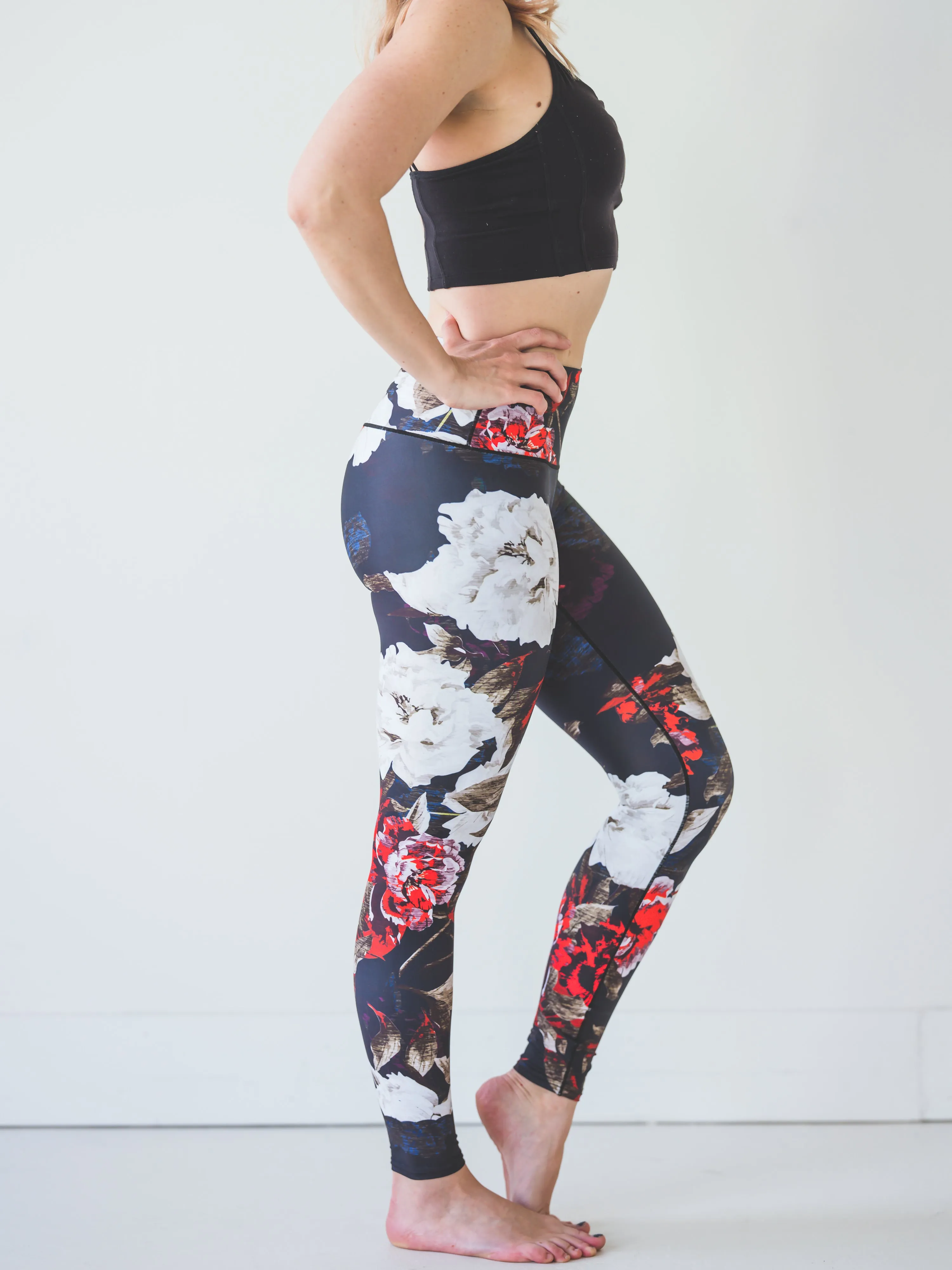 Black Floral Yoga Pants *FINAL SALE*