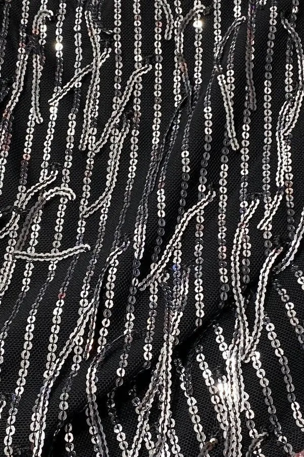 Black Silver Sleeveless Sequin Mini Dress 11/17/24 9217