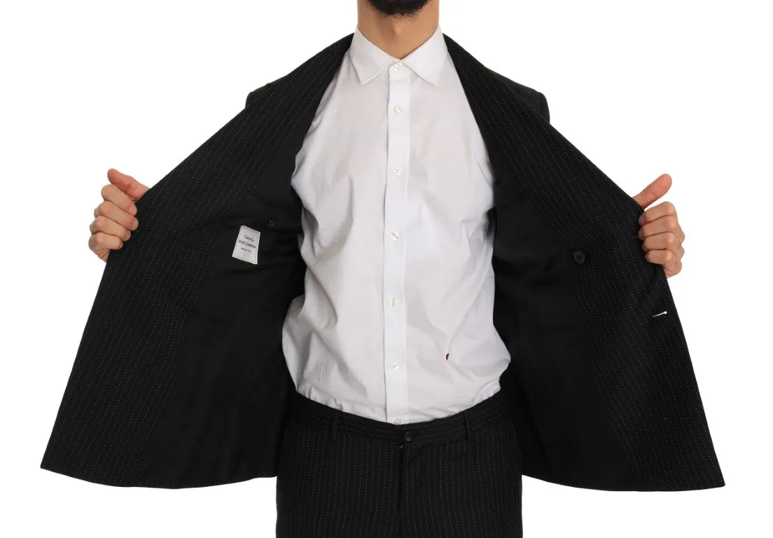 Black Striped Crystal Bee Slim Fit Suit