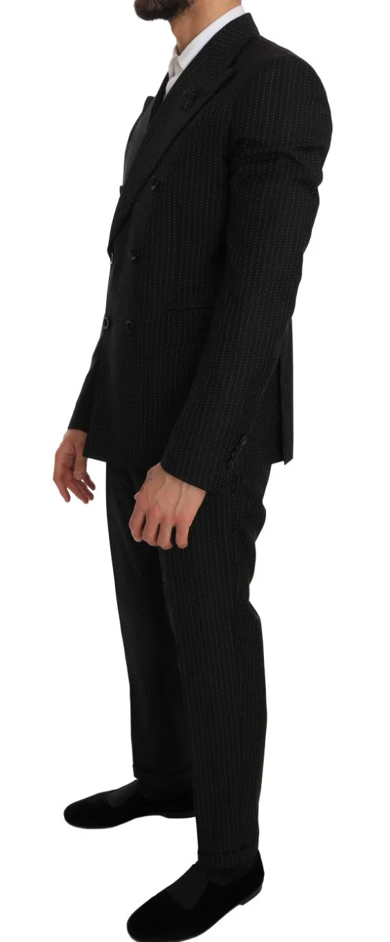 Black Striped Crystal Bee Slim Fit Suit