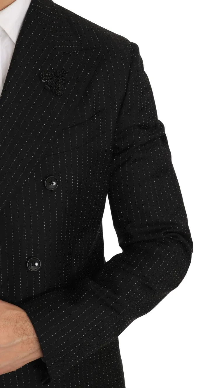 Black Striped Crystal Bee Slim Fit Suit