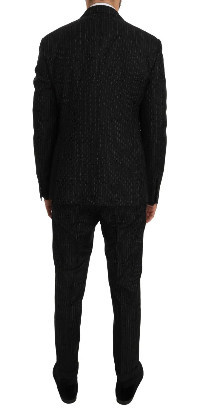 Black Striped Crystal Bee Slim Fit Suit