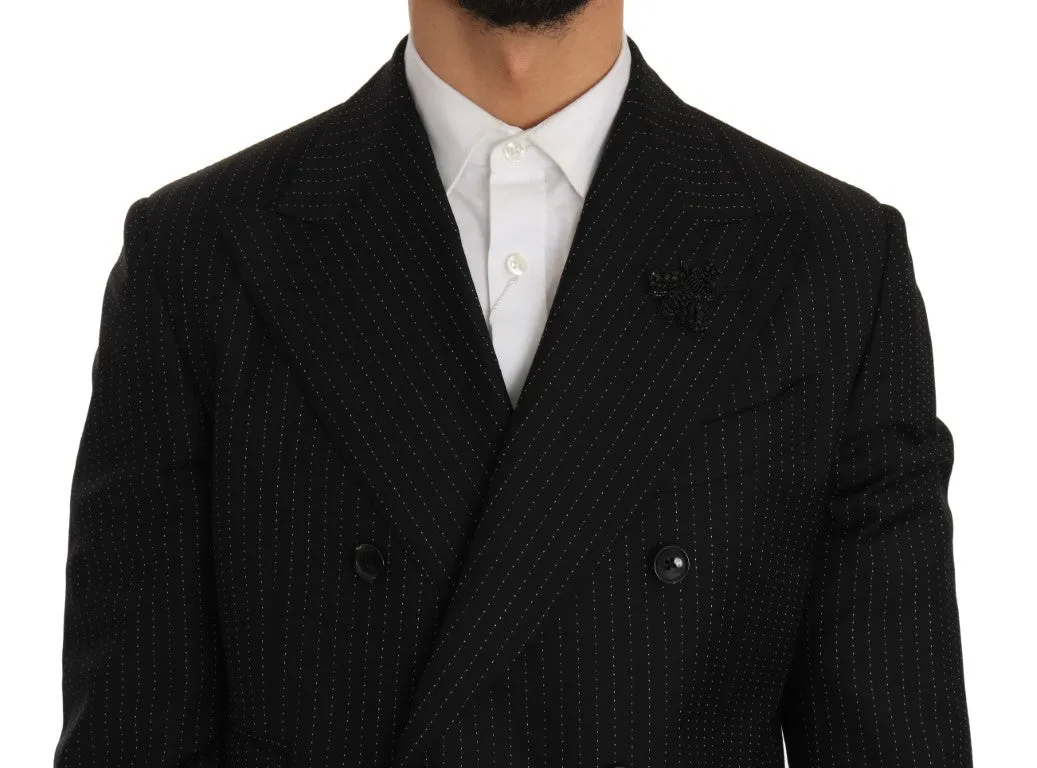 Black Striped Crystal Bee Slim Fit Suit