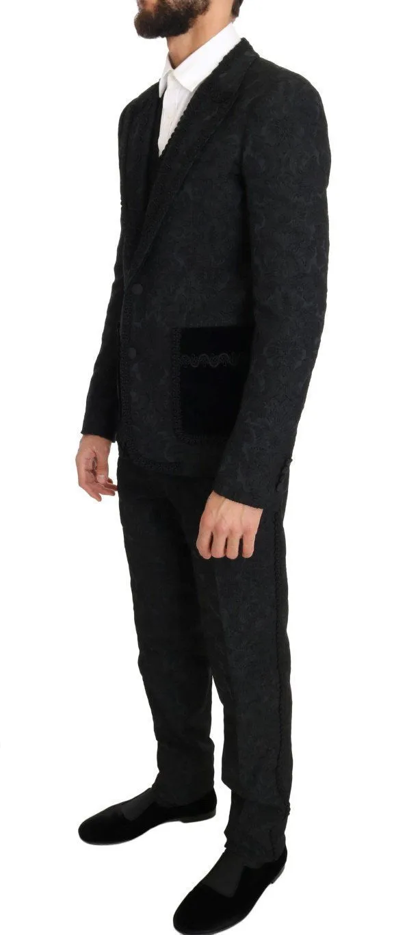 Black Torrero Slim 3 Piece One Button Suit
