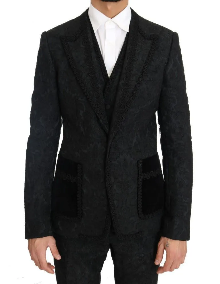Black Torrero Slim 3 Piece One Button Suit