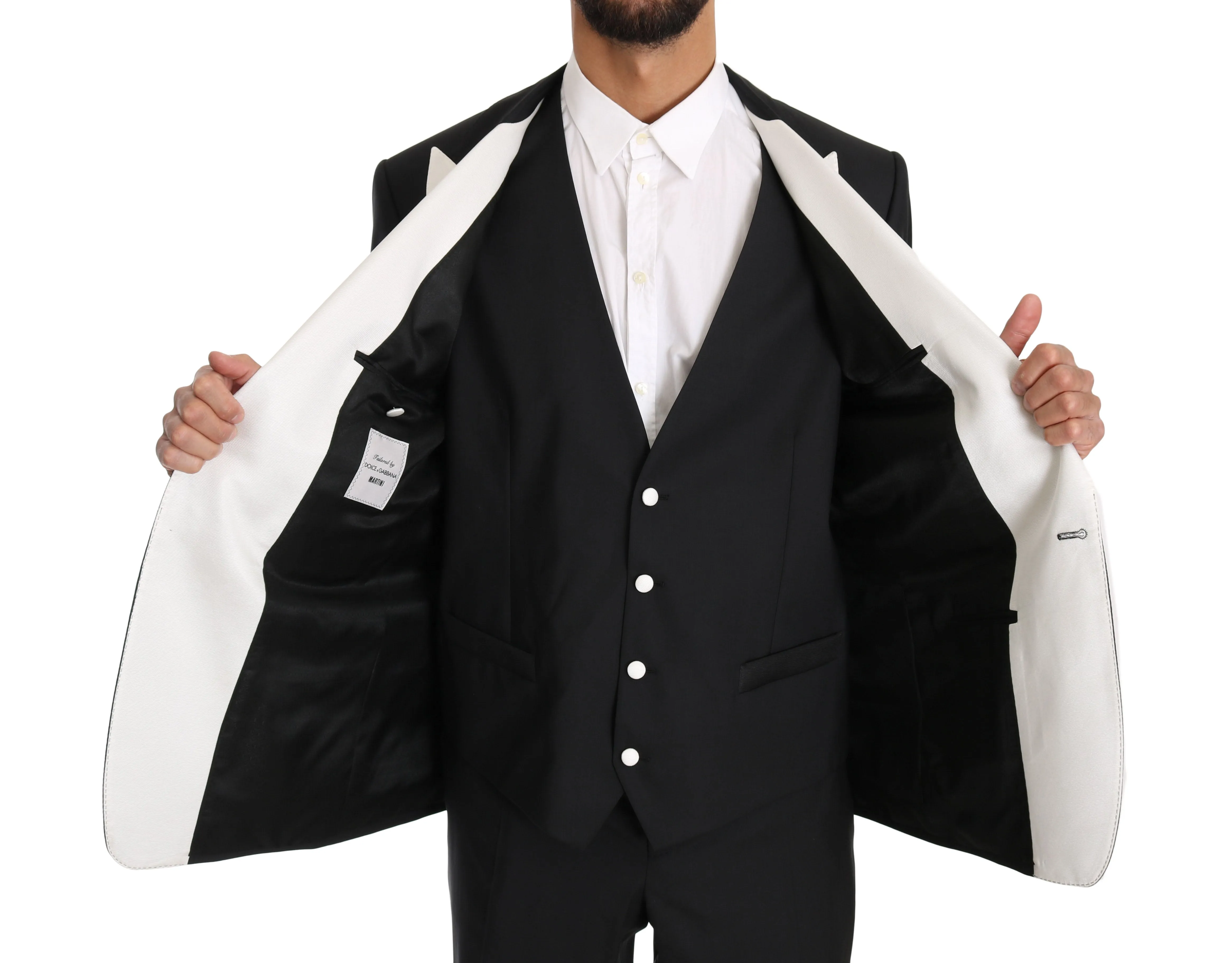 Black Wool MARTINI 3 Piece Slim Suit