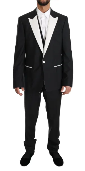 Black Wool MARTINI 3 Piece Slim Suit