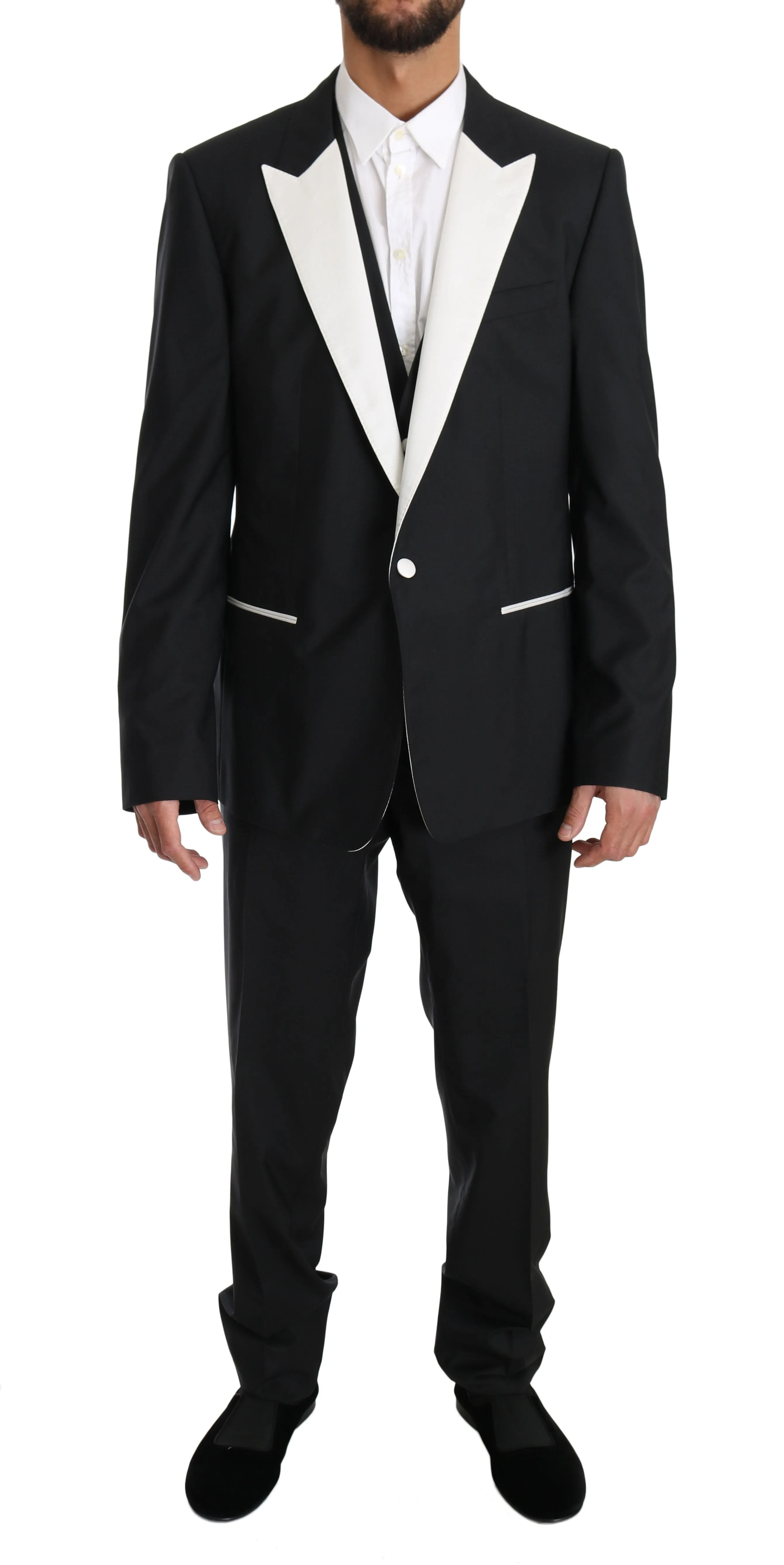 Black Wool MARTINI 3 Piece Slim Suit