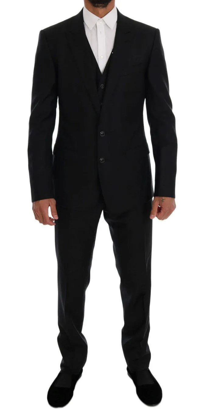 Black Wool Silk MARTINI Slim fit Suit