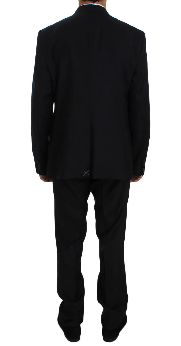 Blue Fantasy Wool Slim Fit 3 Piece Suit