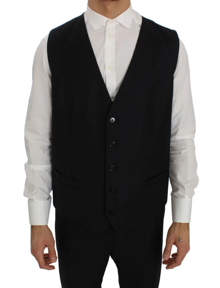 Blue Fantasy Wool Slim Fit 3 Piece Suit