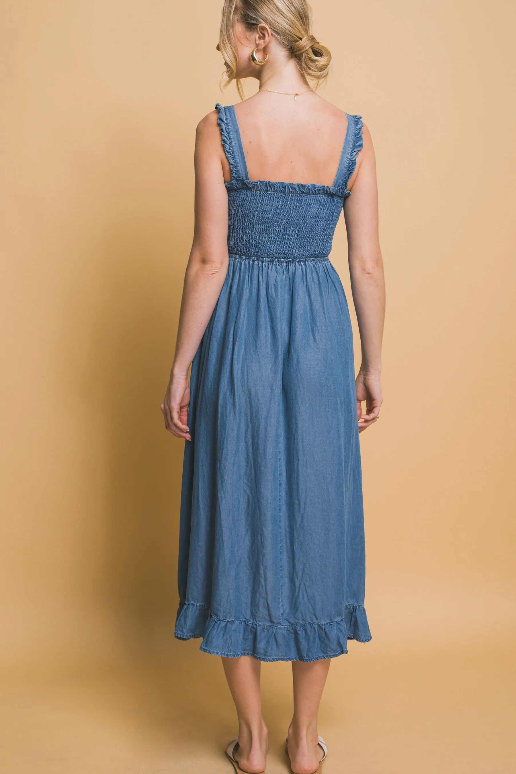Blue Smocked Maxi Dress 2/28/25 9654