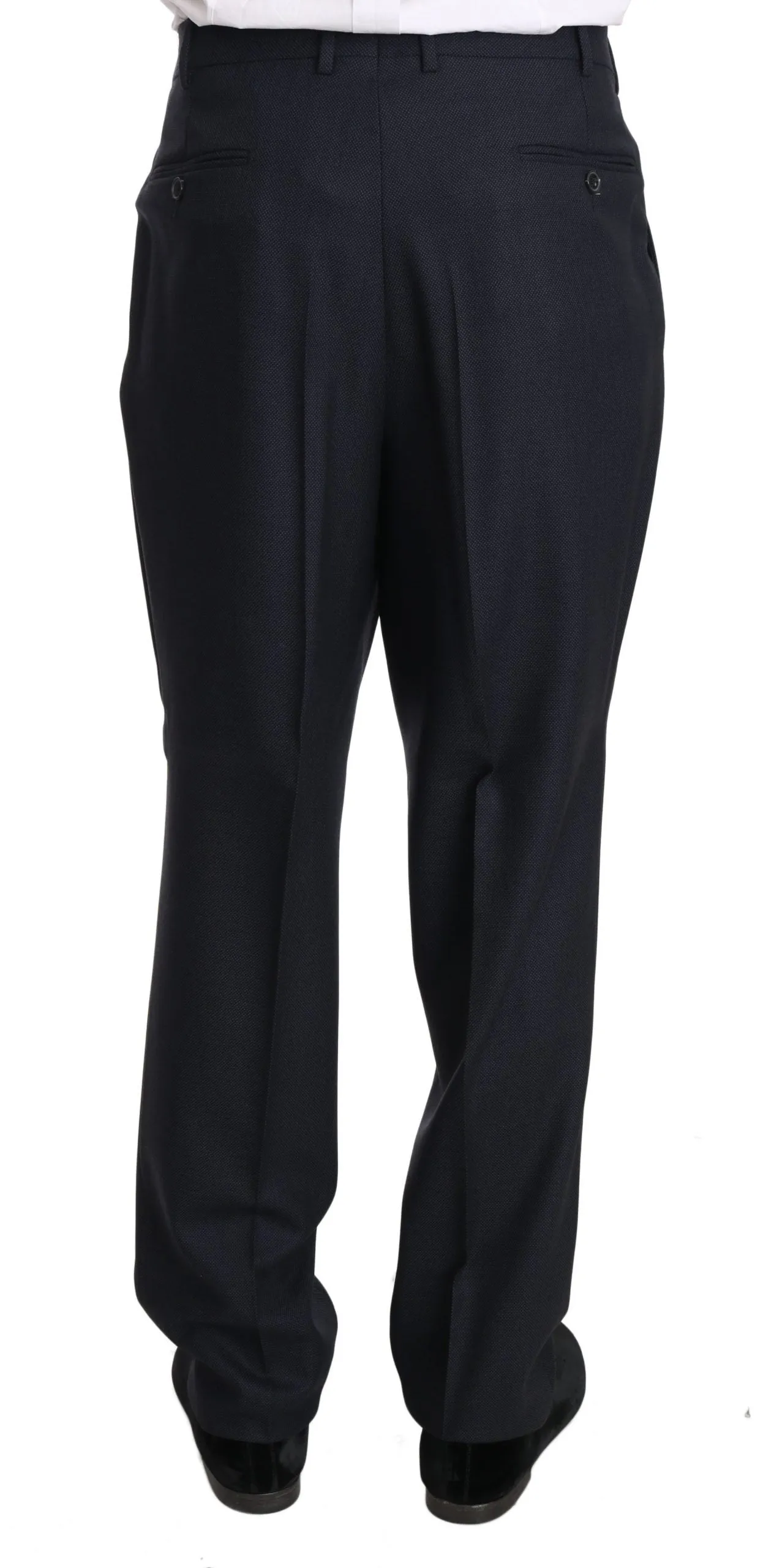 Blue Solid 2 Piece 3 Button Wool Suit