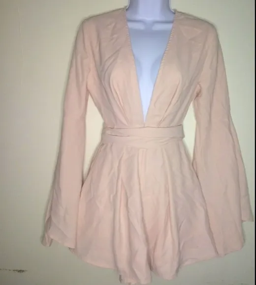 Blush Run Around jumper with a deep drop with a v-neck front