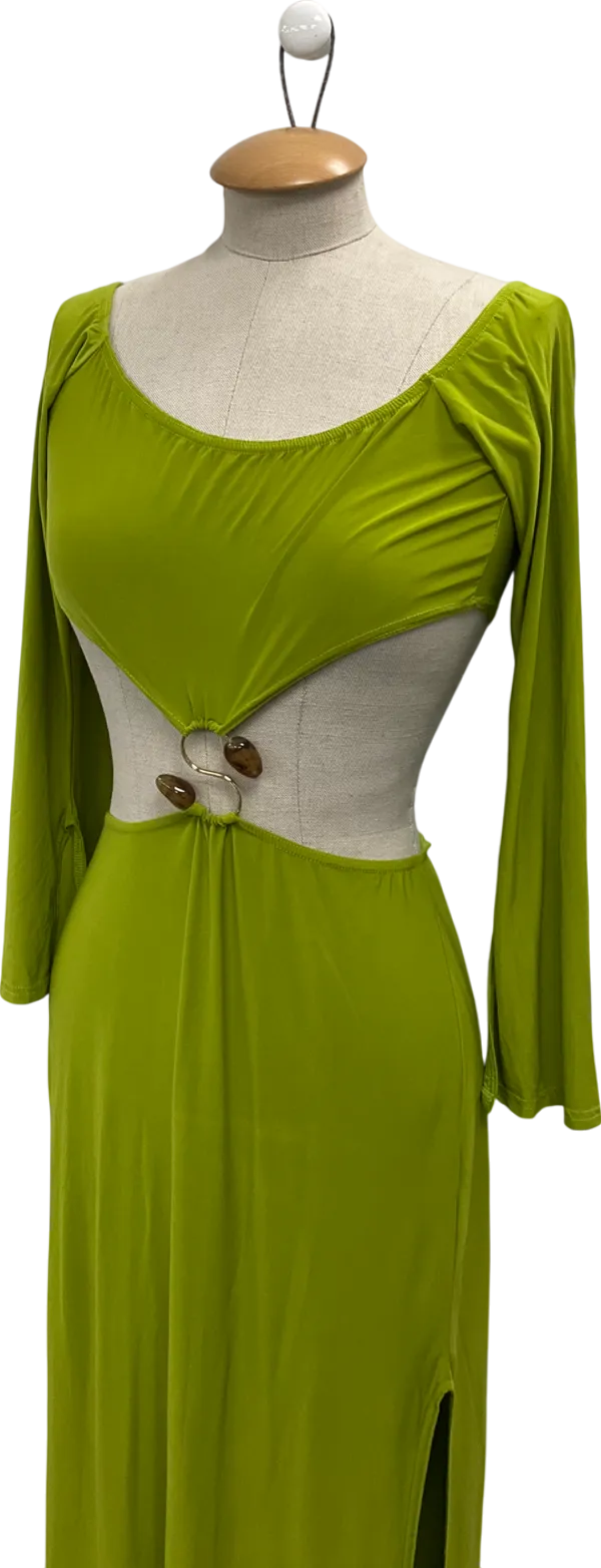 boohoo Green Molly Smith Cut Out Trim Detail Maxi Dress UK 10