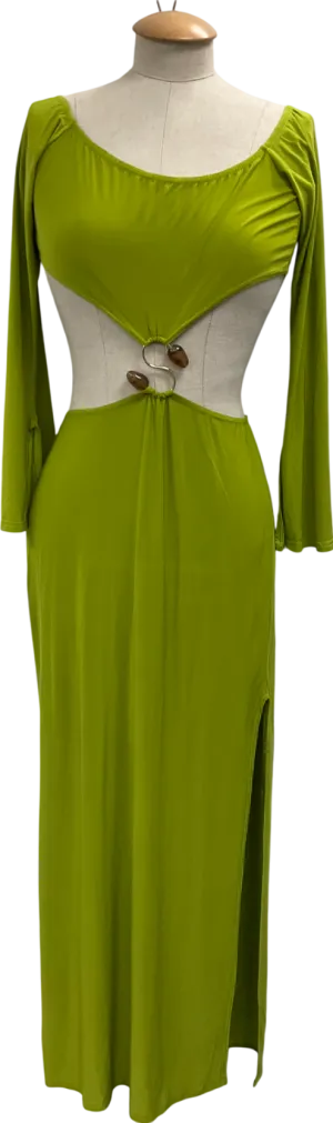 boohoo Green Molly Smith Cut Out Trim Detail Maxi Dress UK 10