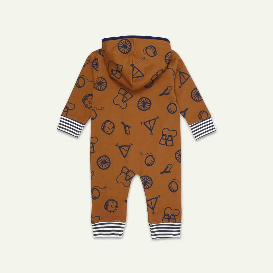 Brown Conversational Print Romper