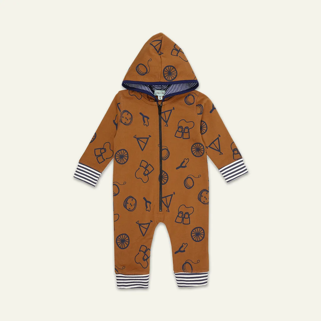 Brown Conversational Print Romper