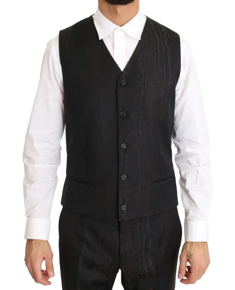 Brown Wool Double Breasted Slim Fit Suit