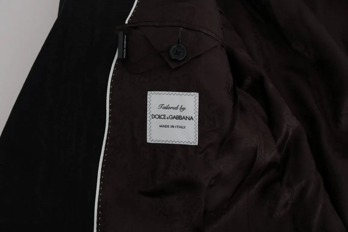 Brown Wool Double Breasted Slim Fit Suit