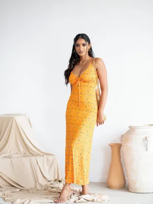 Bustier Detailed Back Tie-UP Maxi Dress