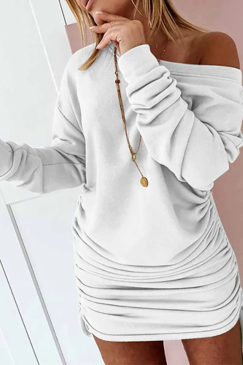 Chicindress Strapless Drawstring Pleated Solid Color Mini Dress(3 Colors)
