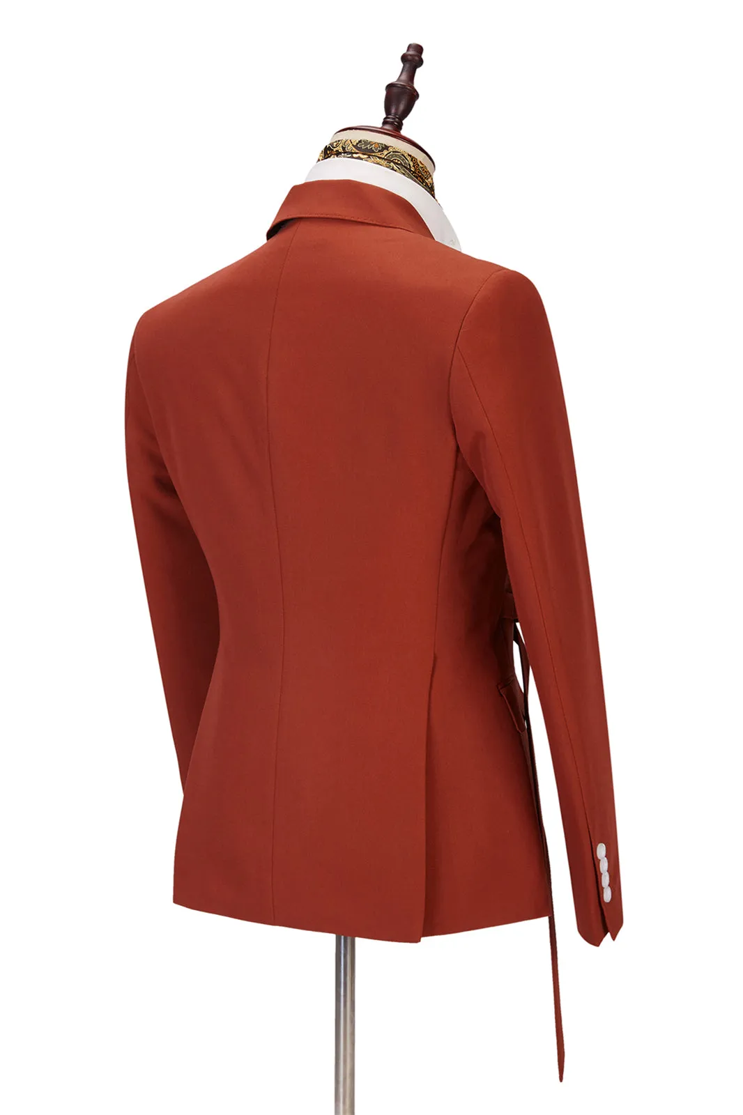 Classy Peaked Lapel Slim Fit Orange Men Suits for Casual