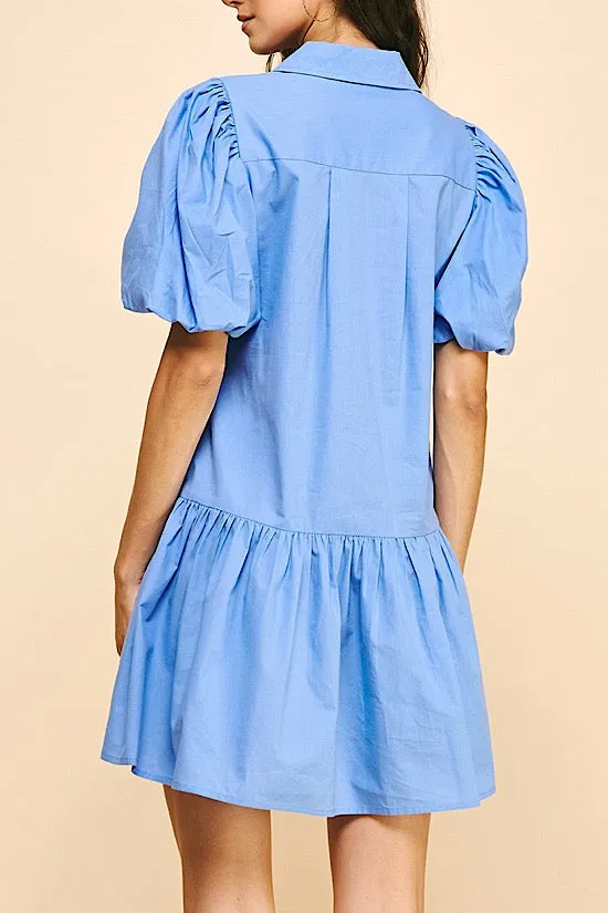 Collared Tiered Mini Dress
