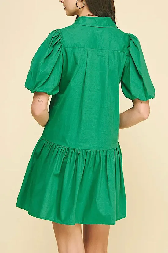 Collared Tiered Mini Dress