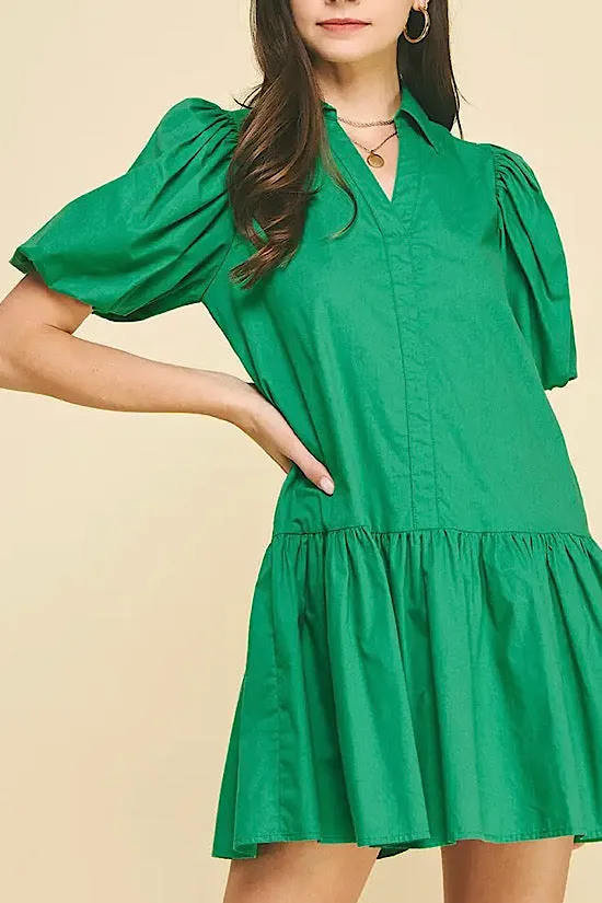 Collared Tiered Mini Dress